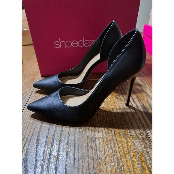 New 9 Shoe Dazzle Black AnnaKay Stiletto Pump High Heel Dress Shoes - Picture 1 of 6